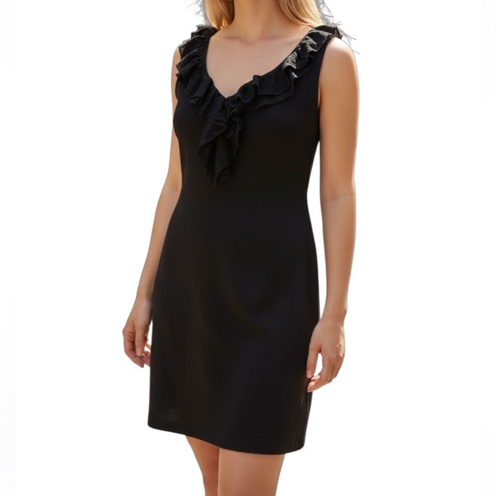 Lauren Ralph Lauren Elegant Black Ruffle Dress Women’s Size XL